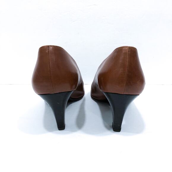 Escada Vintage Brown Leather Pumps Size 9 - Picture 5 of 10